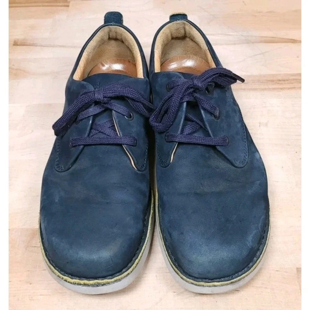 Samuel Hubbard Mens 8 W Blue Suede Leather Oxford Shoes Vibram Sole
